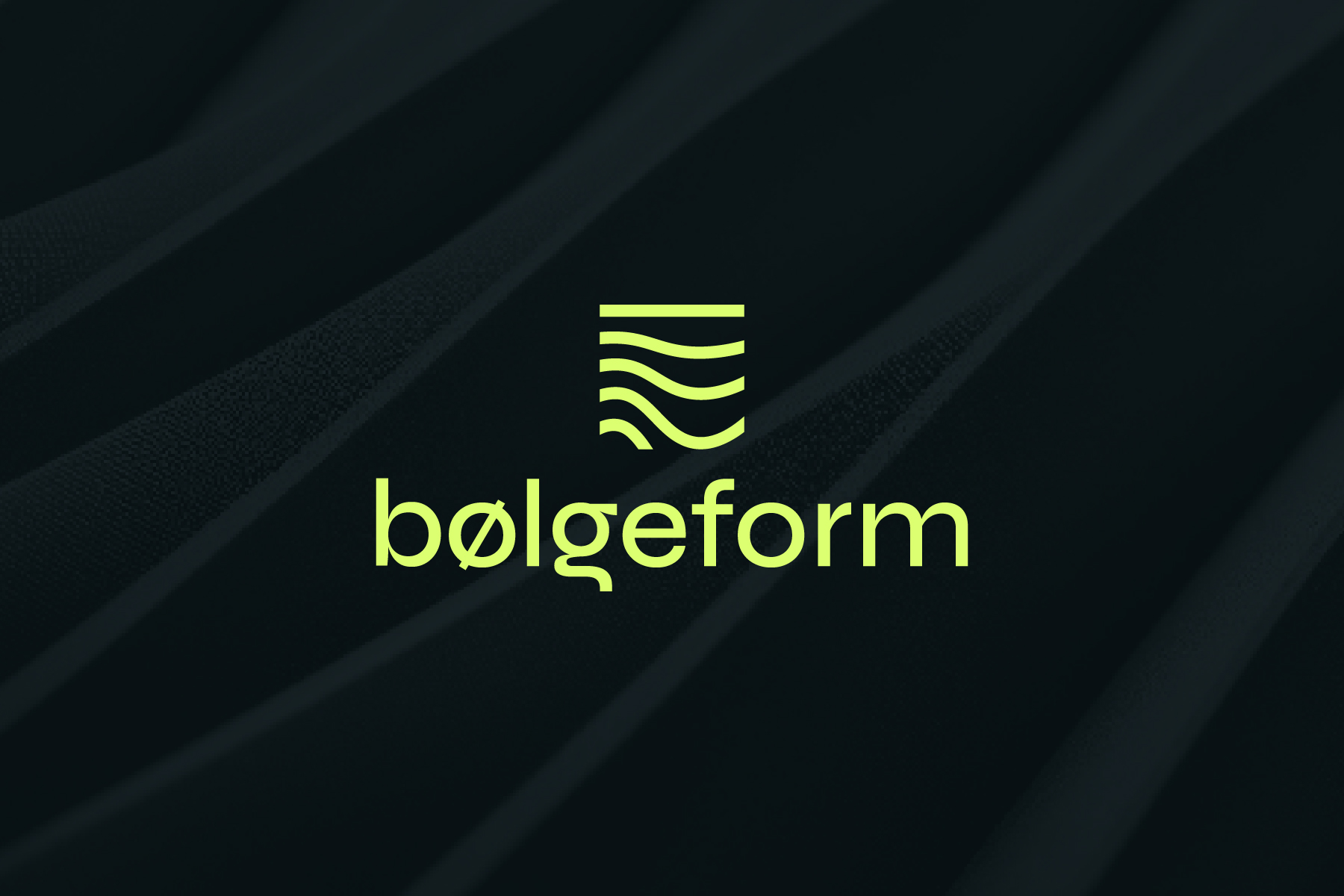 Logo bølgeform verde lime su fondo nero con motivo di onde