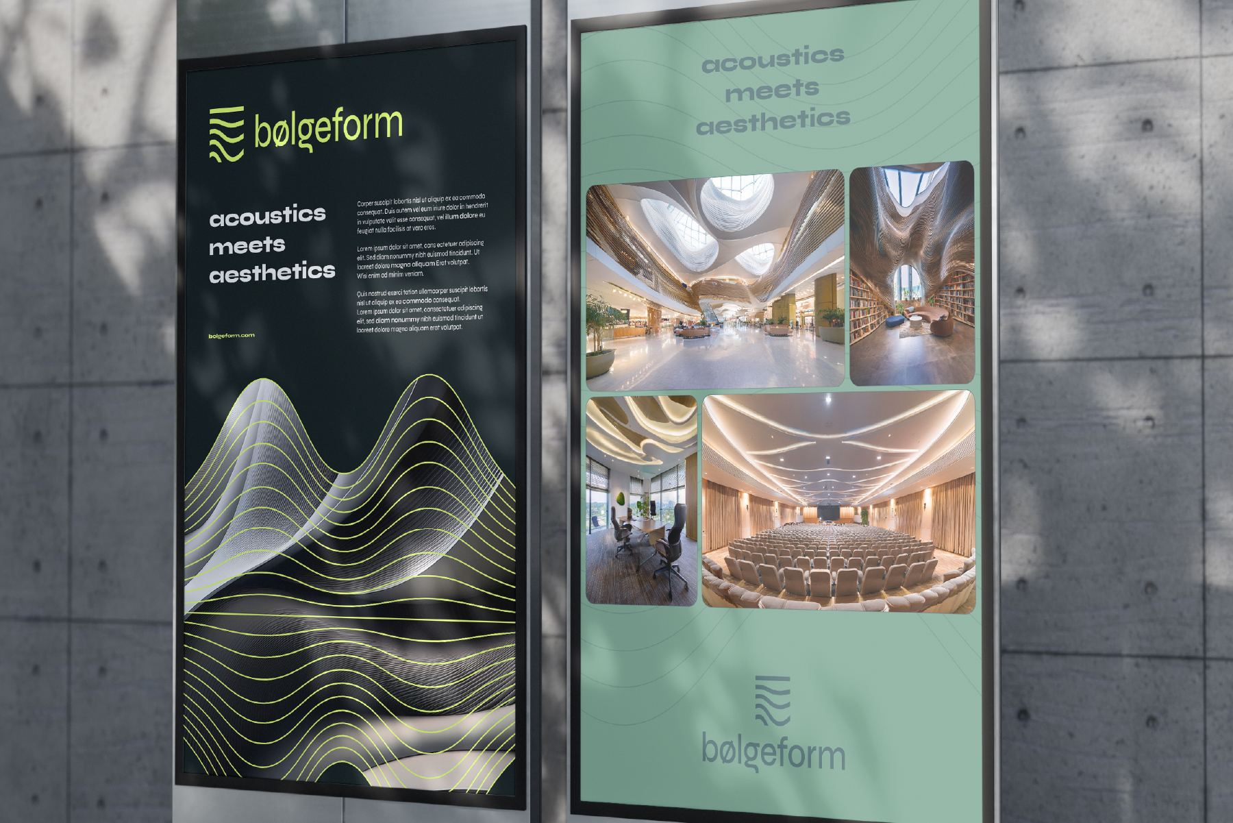Pannelli espositivi bølgeform installati in esterno