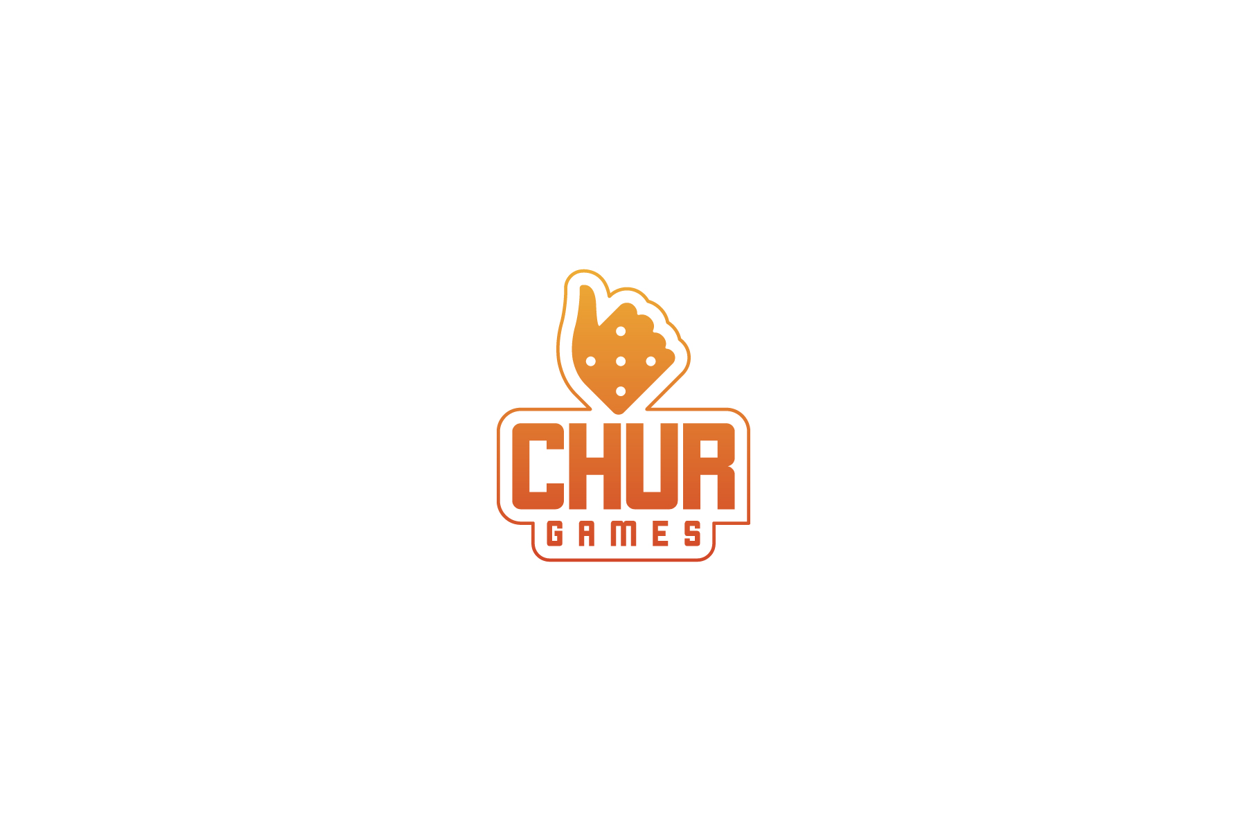 Logo Chur Games: una mano unita a un dado, sopra il lettering
