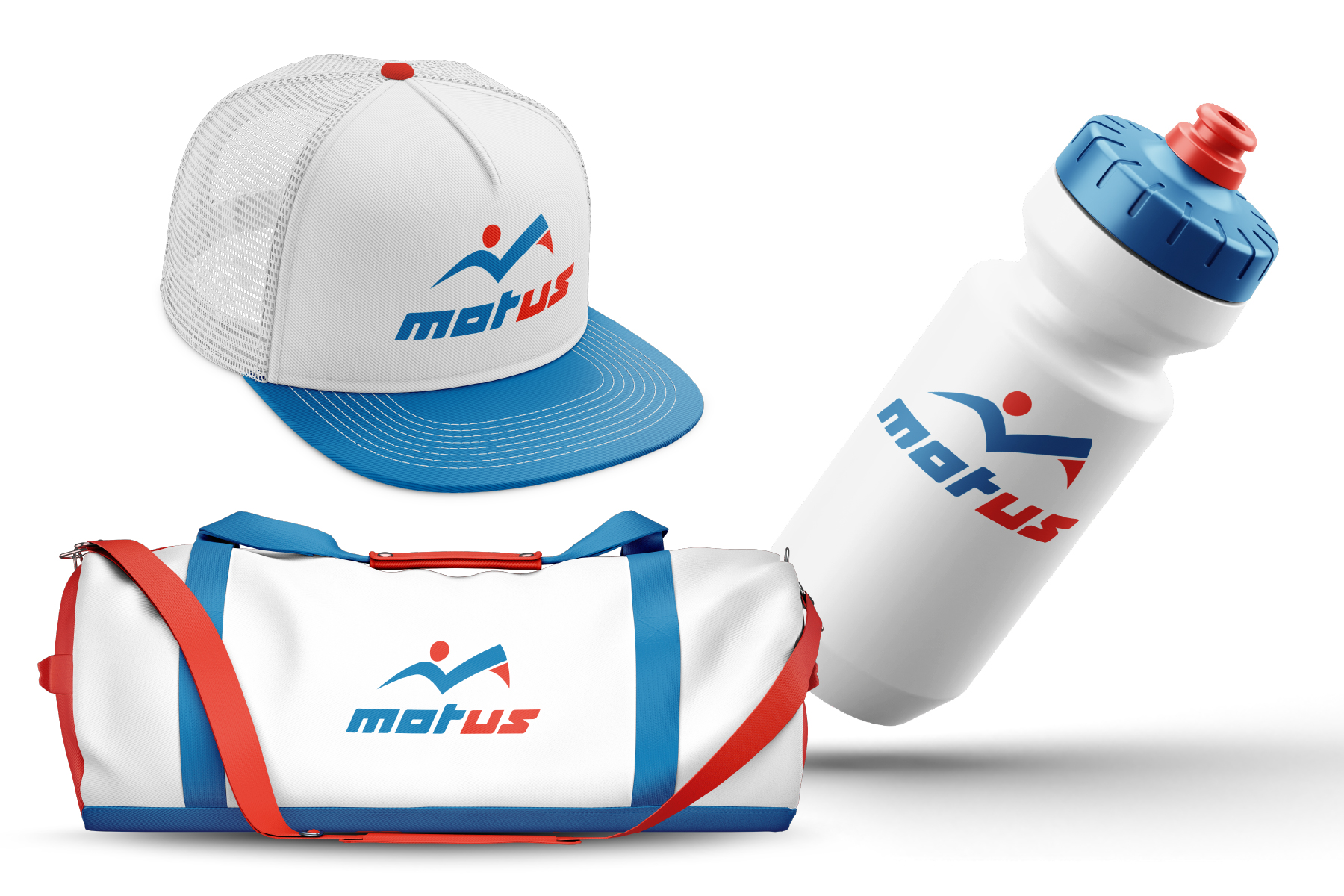 Merchandising Motus: cappellino, borraccia e borsone sportivo con il nuovo logo