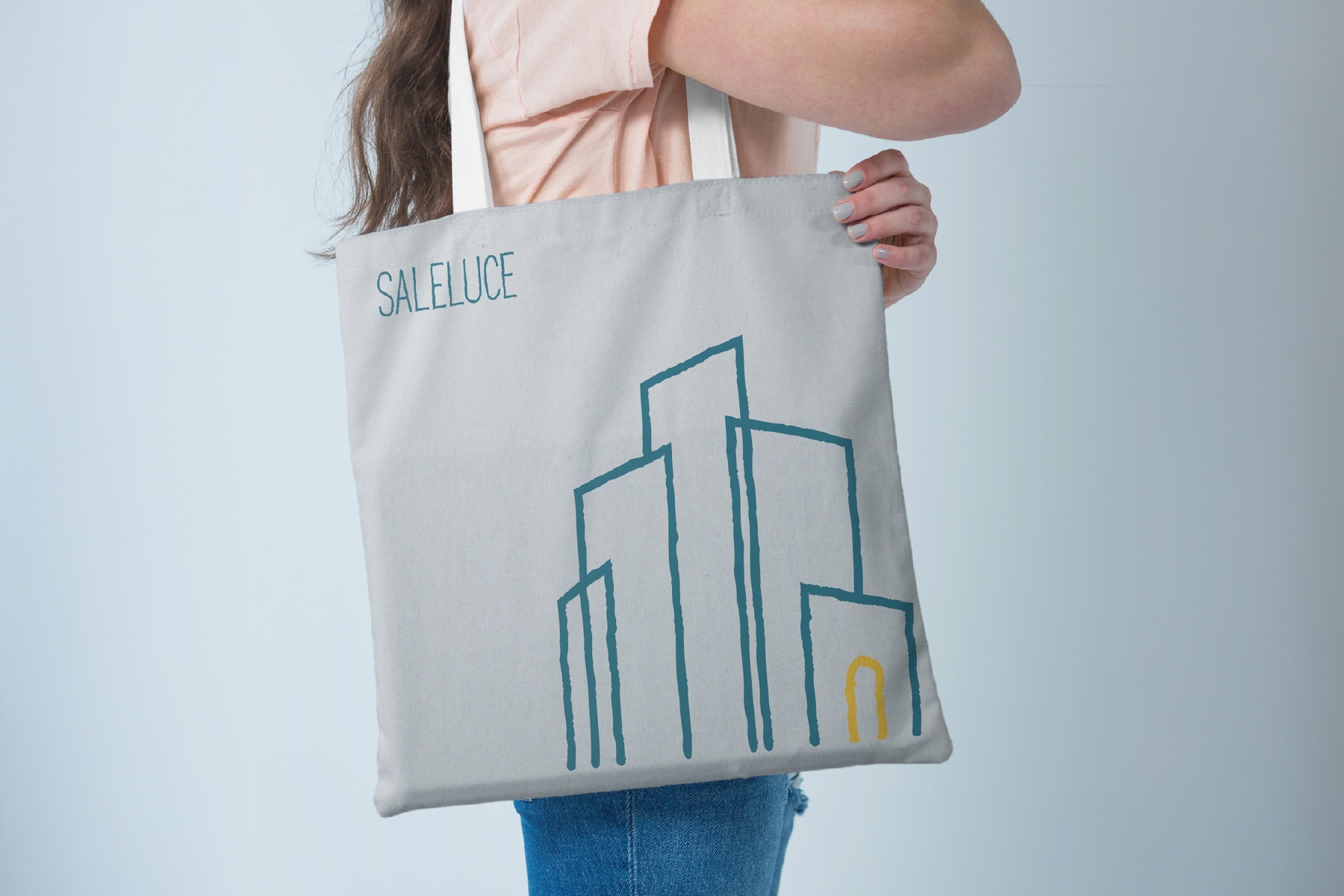 Tote bag in tela con lo skyline del logo Saleluce